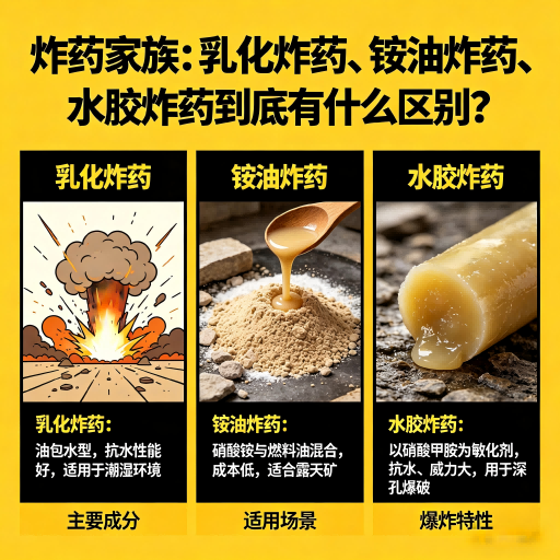 淮上炸药家族：乳化炸药、铵油炸药、水胶炸药到底有什么区别？